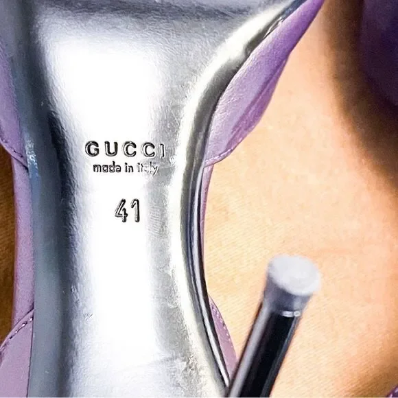 🍋 Gucci • Purple Leather Horsebit D’Orsay Peep Toe Heels w/Dust Bag Size 41EU